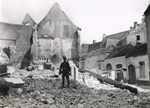WWI: damaged houses in Mechelen, Malines, Belgium
