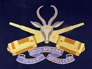 Images Dated 19th April 2012: WWI embroidered silk - South African Heavy Artillery