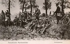 Manoeuvre Prints: WWI era - French troops on manoeuvres - taking a break