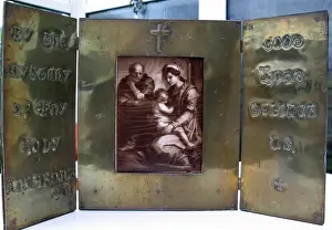 WWI hand-crafted and embossed triptych
