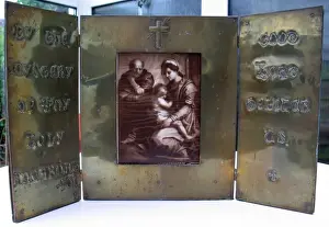 WWI hand-crafted and embossed triptych