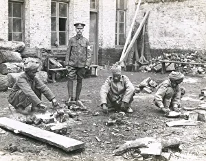 WWI: Indian colonial soldiers preparing a meal
