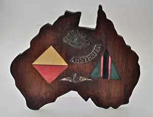 Images Dated 17th October 2010: WWI mahogany plaque in the shape of Australia
