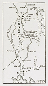 WWI - Map of the Mesopotamian Campaign of the MEF