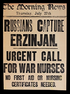 Images Dated 10th February 2014: WWI News Vendors Stand Poster