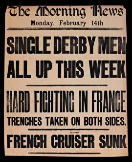 Images Dated 10th February 2014: WWI News Vendors Stand Poster