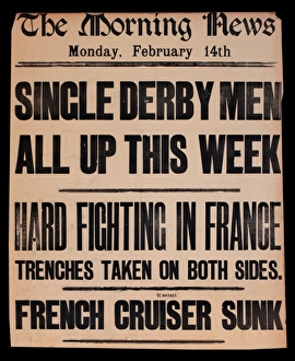 Images Dated 10th February 2014: WWI News Vendors Stand Poster