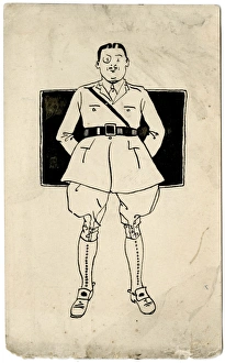 Chaps Gallery: WWI officer on a hand drawn postcard by George Ranstead