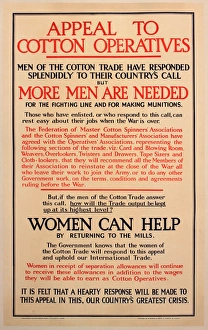 Ammunition Gallery: WWI Poster, Appeal to cotton operatives