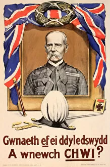 WWI Poster, He Did His Duty (Welsh version)