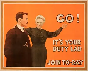 Guilt Prints: WWI Poster, Go! Its Your Duty Lad, Join Today
