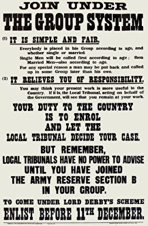 Images Dated 5th December 2013: WWI Poster, Join Under the Group System