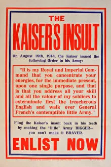 WWI Poster, The Kaisers Insult, Enlist Now