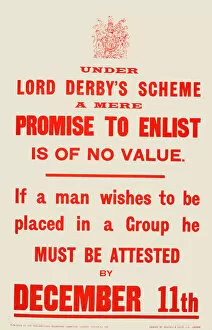 Images Dated 5th December 2013: WWI Poster, Lord Derbys Scheme