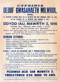 Images Dated 5th December 2013: WWI Poster, Military Service Act 1916 (Welsh version)