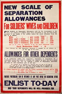Images Dated 4th December 2013: WWI Poster, New scale of separation allowances