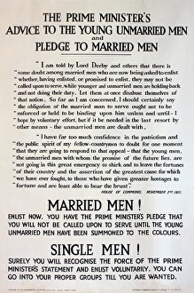Images Dated 5th December 2013: WWI Poster, The Prime Ministers Advice