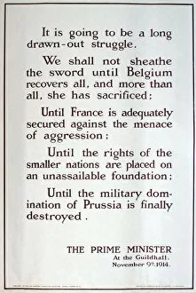 Images Dated 4th December 2013: WWI Poster, Prime Ministers speech
