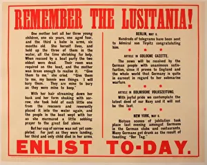 WWI Poster, Remember the Lusitania