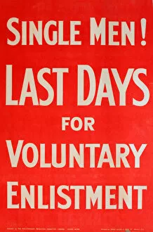 Images Dated 5th December 2013: WWI Poster, Single Men