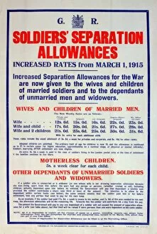 Images Dated 4th December 2013: WWI Poster, Soldiers Separation Allowances