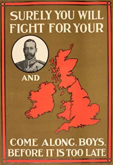 WWI Poster, Surely you will fight
