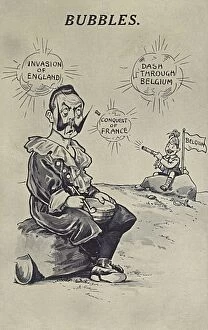 Bursts Gallery: WWI - Propaganda postcard - Kaisers dream bubbles burst