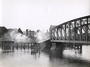 WWI: Railway bridge blown up Dendermonde, Termonde