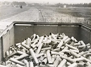 WWI: railway truck full of shell cases