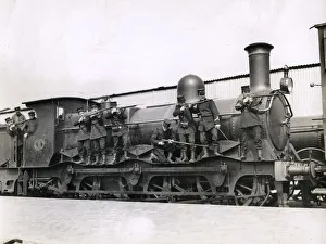 WWI: soldiers on a railway engine, Mechelen, Malines, Belgium