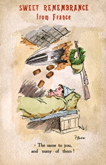Bursting Gallery: WWI - Sweet Remembrance from France - Shell through wall