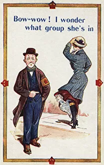 Flirtatious Gallery: WWI - Wearing a Derby Armlet - Comic Postcard