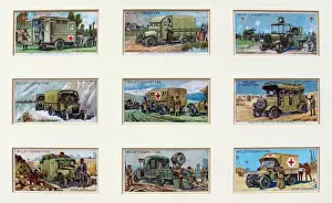 WWI Wills cigarette cards depicting military vehicles