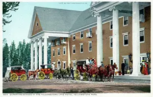 Departing Prints: Wyoming, USA - Stagecoaches at Yellowstone Lake Hotel