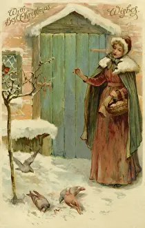 Xmas. Feeding pigeons
