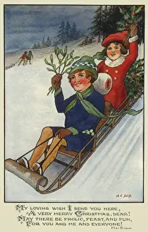 Xmas. Sleighing downhill