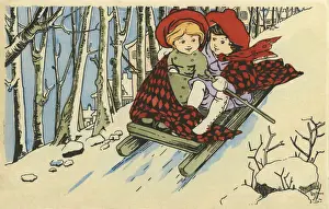 Toboggan Prints: Xmas. Tobogganing