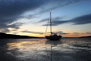 2010 Prints: Yacht Moonshadow on beach at Carrick, Dumfries and Galloway
