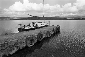 Berthed Collection: A yacht tied up to a pier on Bala Lake, Gwynedd. North Wales