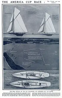Versus Prints: The two yachts the defender Resolute against the challenger Shamrock IV in the American Cup Race