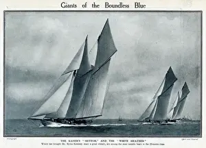 Heather Prints: Yachts Meteor and White Heather at Cowes, IOW