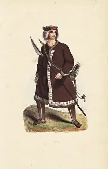 19thcentury Prints: Yakut man wearing a fur-lined coat, with spear