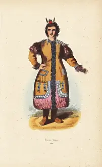 19thcentury Prints: Yakut woman wearing earrings, fur-lined coat
