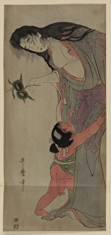 Yamauba holding chestnuts and Kintaro Yamauba holding chestn Yamauba holding chestnuts and Kintaro Yamauba holding chestn