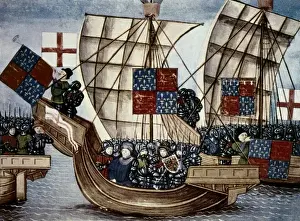 Fine Art Prints: Hundred Years War. English troops boarding