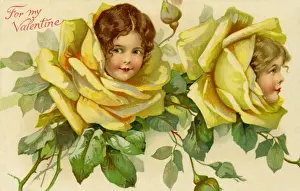 Valentine Prints: Yellow rose flower faces