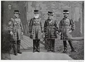 Warder Prints: Yeoman of the Guard at Tower of London. Date: late 1890s