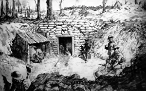 Ymca Prints: YMCA dug-out hut during WW1