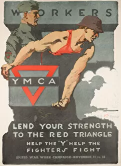 Images Dated 27th March 2018: YMCA Poster, Lend Your Strength, WW1