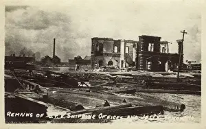 Yokohama Prints: Yokohama Earthquake, Japan - Remains of CPR Shipping Offices